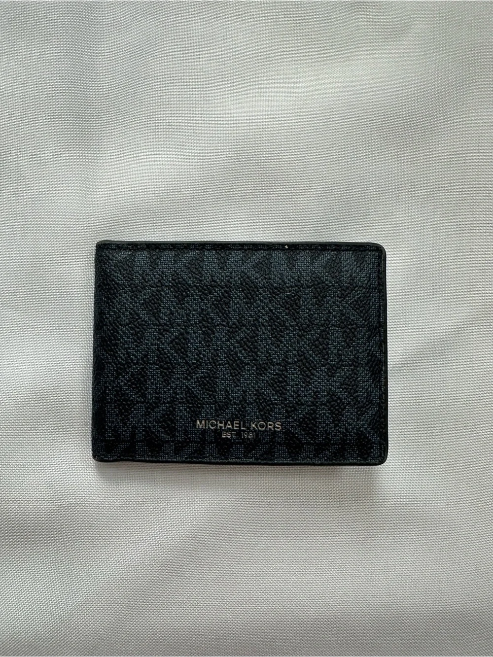 Michael Kors Black Logo-Print Card Holder with Gold Branding